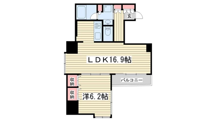 京都府京都市中京区丸木材木町(マンション)の賃貸物件の間取り