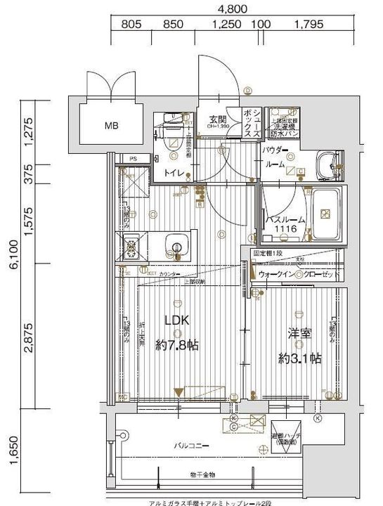 福岡県福岡市中央区平尾3(マンション)の賃貸物件の間取り