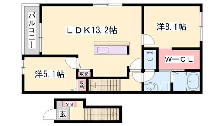 兵庫県姫路市井ノ口(アパート)の賃貸物件の間取り