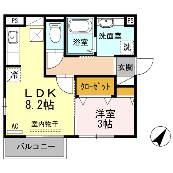 福岡県久留米市合川町(アパート)の賃貸物件の間取り