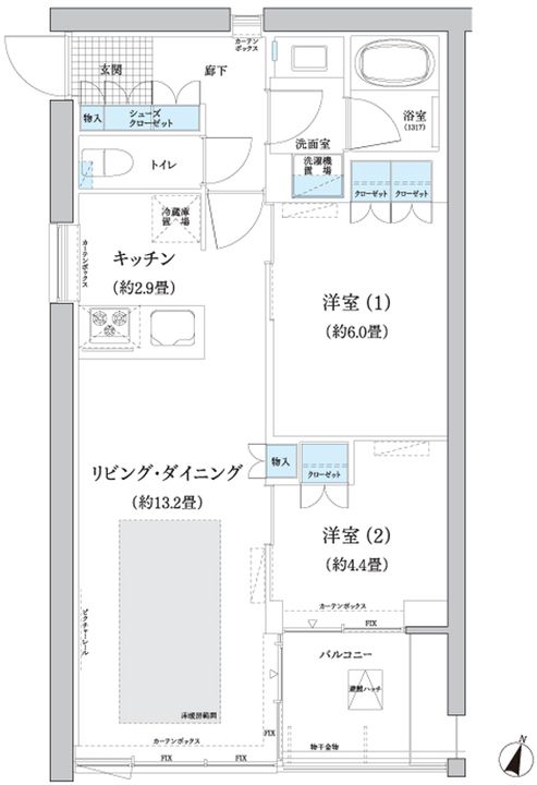 東京都世田谷区砧2(マンション)の賃貸物件の間取り