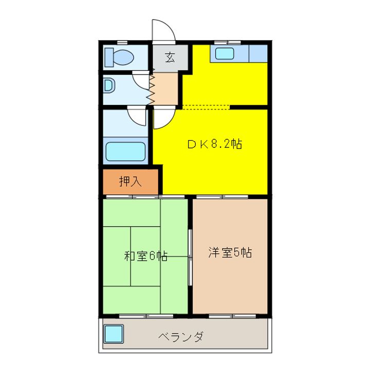 岐阜県大垣市和合新町2(アパート)の賃貸物件の間取り
