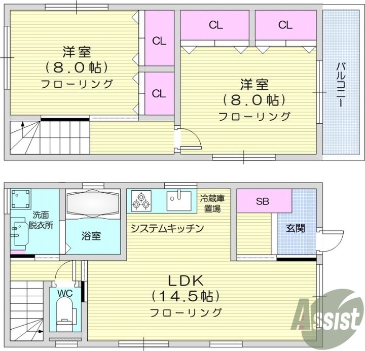 宮城県名取市増田字柳田(一戸建)の賃貸物件の間取り