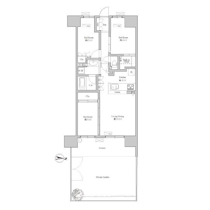 東京都江東区亀戸7(マンション)の賃貸物件の間取り