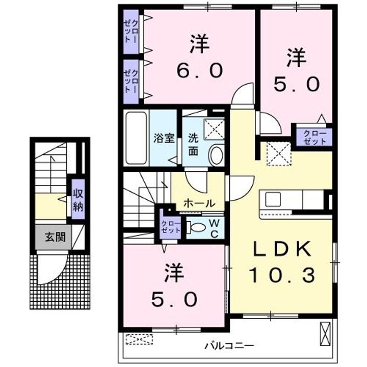 栃木県足利市駒場町(アパート)の賃貸物件の間取り