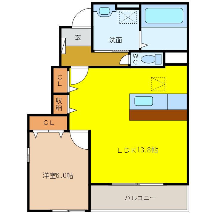 岐阜県大垣市坂下町(アパート)の賃貸物件の間取り