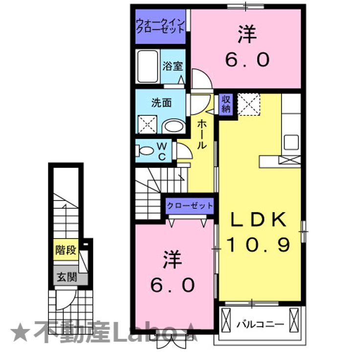 徳島県三好郡東みよし町足代字地神原(アパート)の賃貸物件の間取り