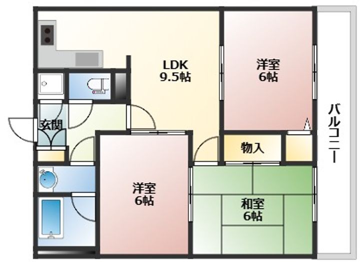 広島県広島市西区己斐西町(マンション)の賃貸物件の間取り