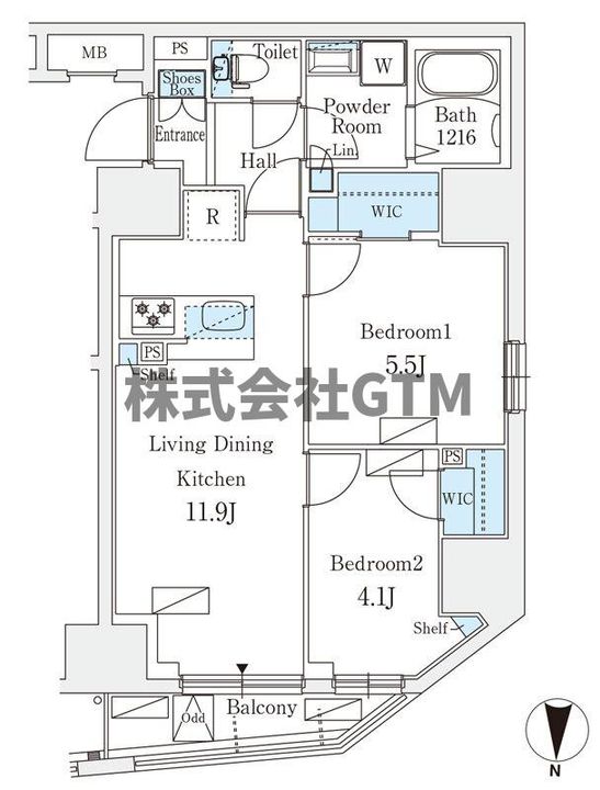 東京都台東区入谷2(マンション)の賃貸物件の間取り