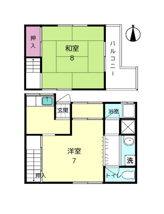 奈良県奈良市北袋町(一戸建)の賃貸物件の間取り