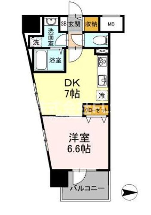 東京都新宿区弁天町(マンション)の賃貸物件の間取り
