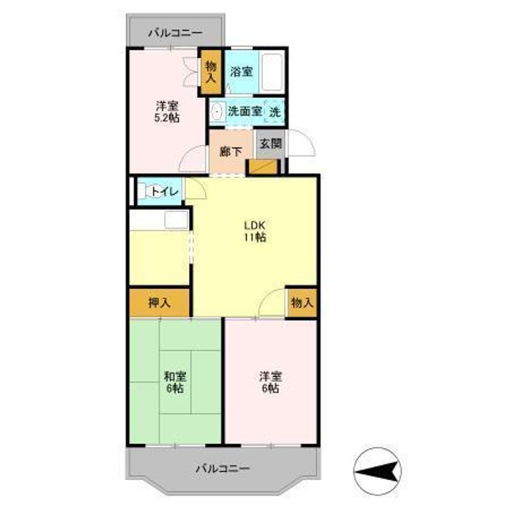 千葉県我孫子市天王台2(マンション)の賃貸物件の間取り