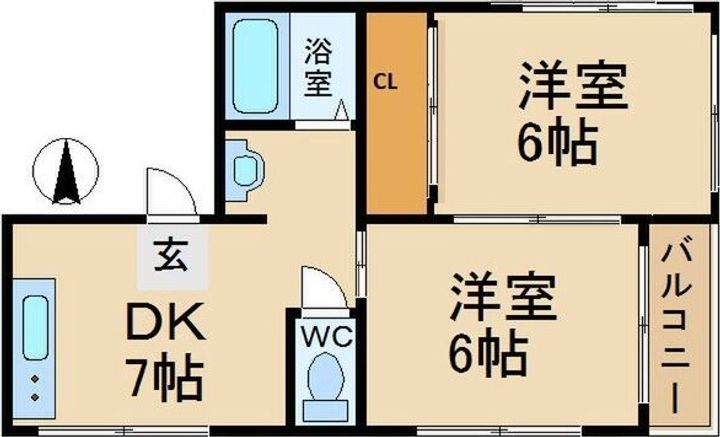 大阪府大阪市城東区諏訪2(マンション)の賃貸物件の間取り