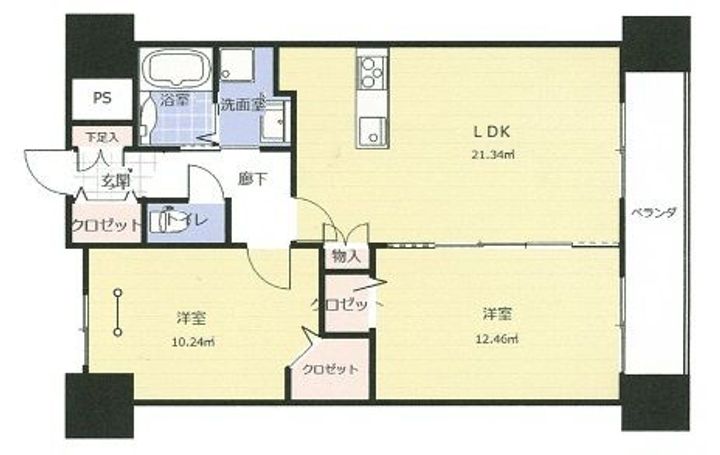 福島県福島市万世町(マンション)の賃貸物件の間取り