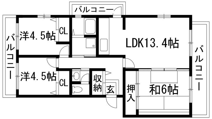 東山台ハイツ205号棟の間取り