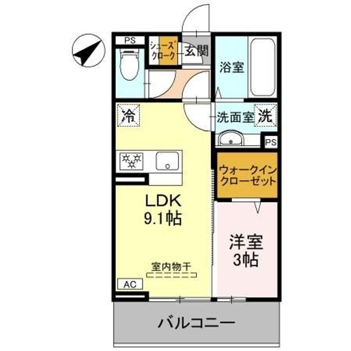 群馬県前橋市本町2(アパート)の賃貸物件の間取り