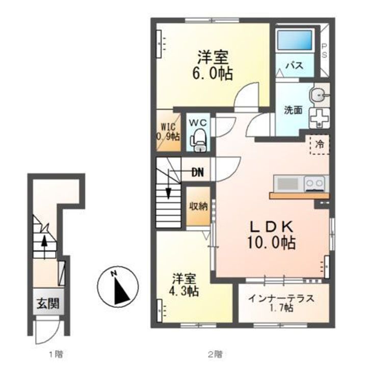 栃木県小山市乙女1(アパート)の賃貸物件の間取り