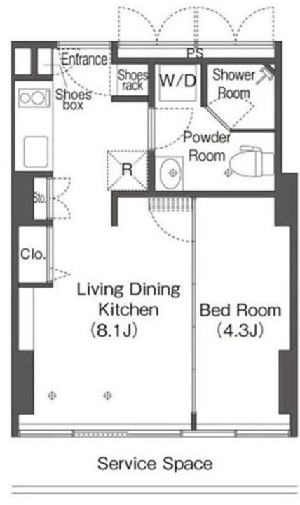 東京都港区港南4(マンション)の賃貸物件の間取り