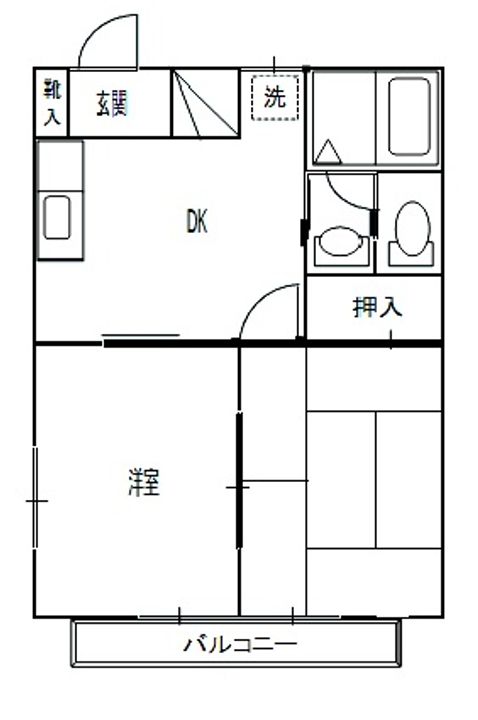 栃木県小山市大字間々田(アパート)の賃貸物件の間取り