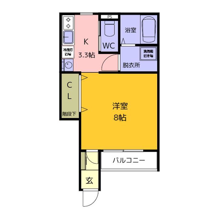 岐阜県中津川市中津川(アパート)の賃貸物件の間取り