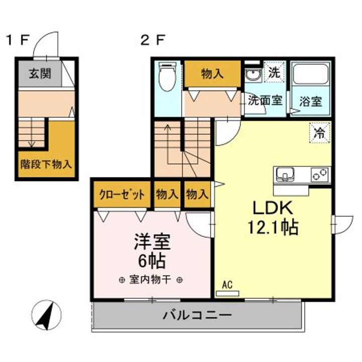 福島県いわき市内郷綴町榎下(アパート)の賃貸物件の間取り