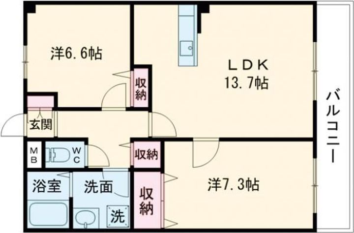 新潟県新潟市西区寺尾西5(マンション)の賃貸物件の間取り