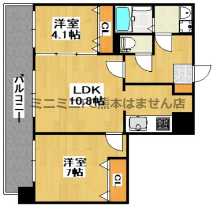 熊本県熊本市中央区本荘3(マンション)の賃貸物件の間取り