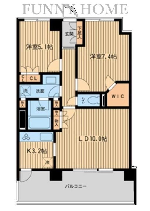 東京都世田谷区若林4の賃貸マンションの間取り