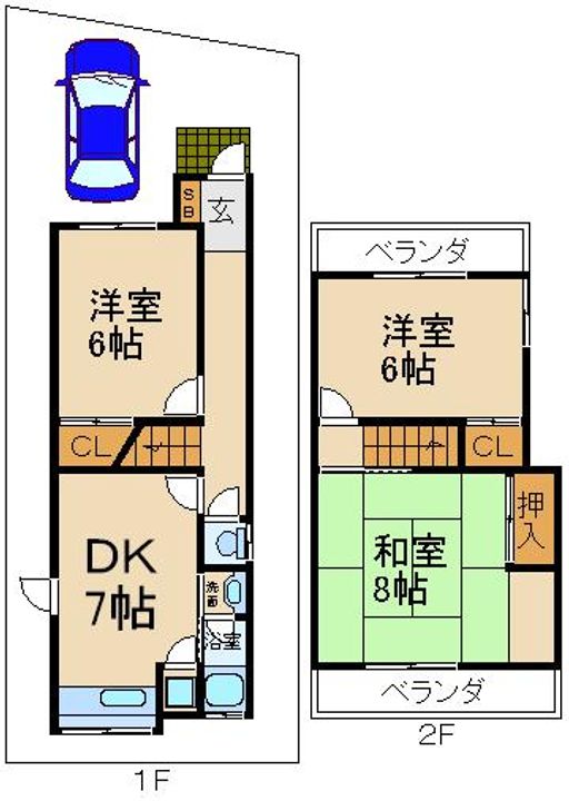 大阪府枚方市茄子作東町(一戸建)の賃貸物件の間取り