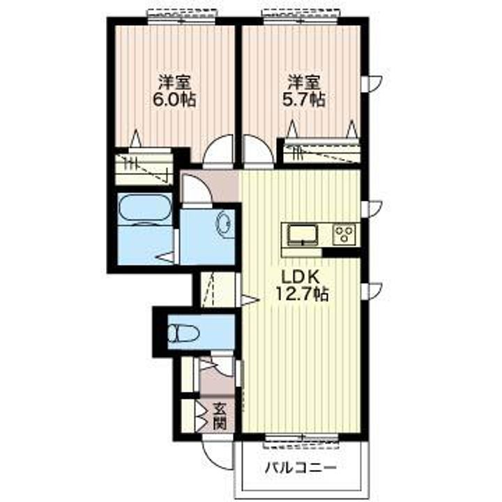 栃木県下都賀郡野木町大字友沼(アパート)の賃貸物件の間取り