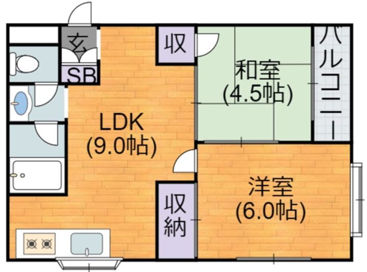 大阪府大阪市平野区背戸口4(マンション)の賃貸物件の間取り