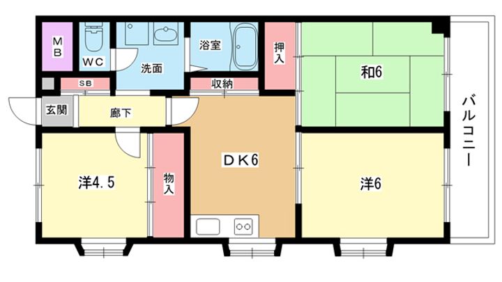 大阪府豊中市長興寺北3(マンション)の賃貸物件の間取り
