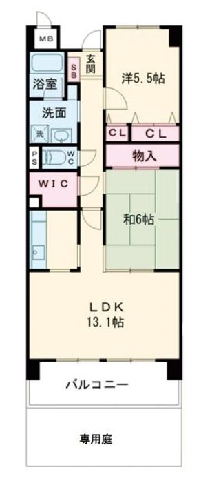 大阪府羽曳野市南恵我之荘5(マンション)の賃貸物件の間取り