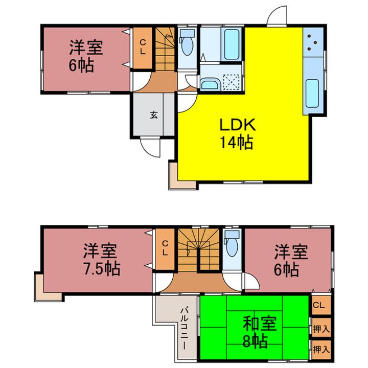 茨城県古河市上片田(一戸建)の賃貸物件の間取り