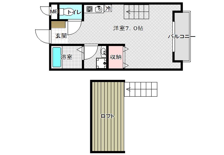 大阪府柏原市田辺1(アパート)の賃貸物件の間取り