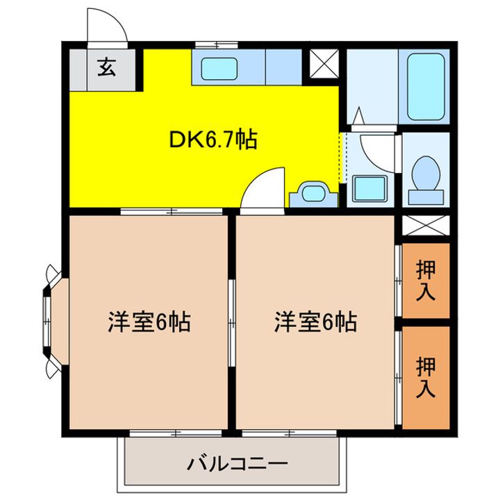 岐阜県大垣市中野町5(アパート)の賃貸物件の間取り
