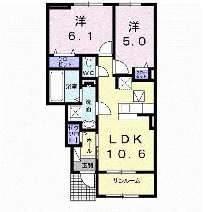 大阪府箕面市粟生新家1(アパート)の賃貸物件の間取り