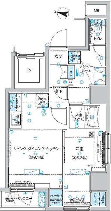 東京都台東区入谷2の賃貸マンションの間取り