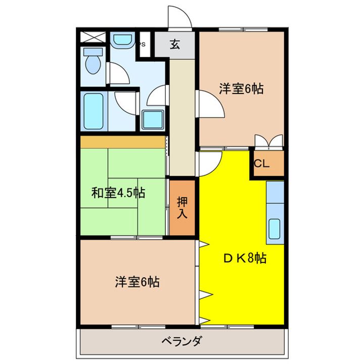 岐阜県大垣市和合新町2(マンション)の賃貸物件の間取り