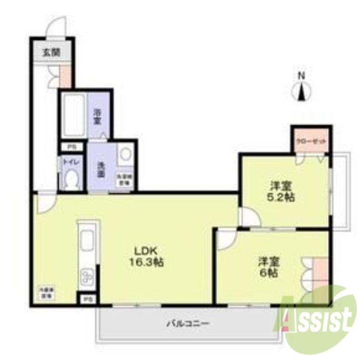 尼崎市大庄中通1丁目賃貸住宅の間取り