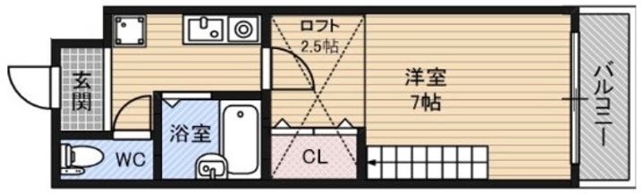 大阪府大阪市西区新町4(マンション)の賃貸物件の間取り