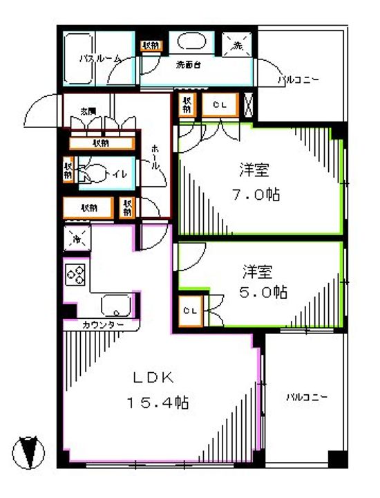 東京都新宿区上落合2(マンション)の賃貸物件の間取り