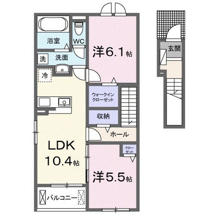 広島県福山市千田町3(アパート)の賃貸物件の間取り