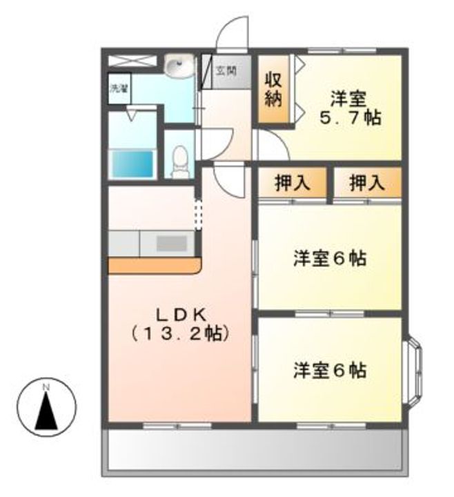 ツインハーティD1の間取り