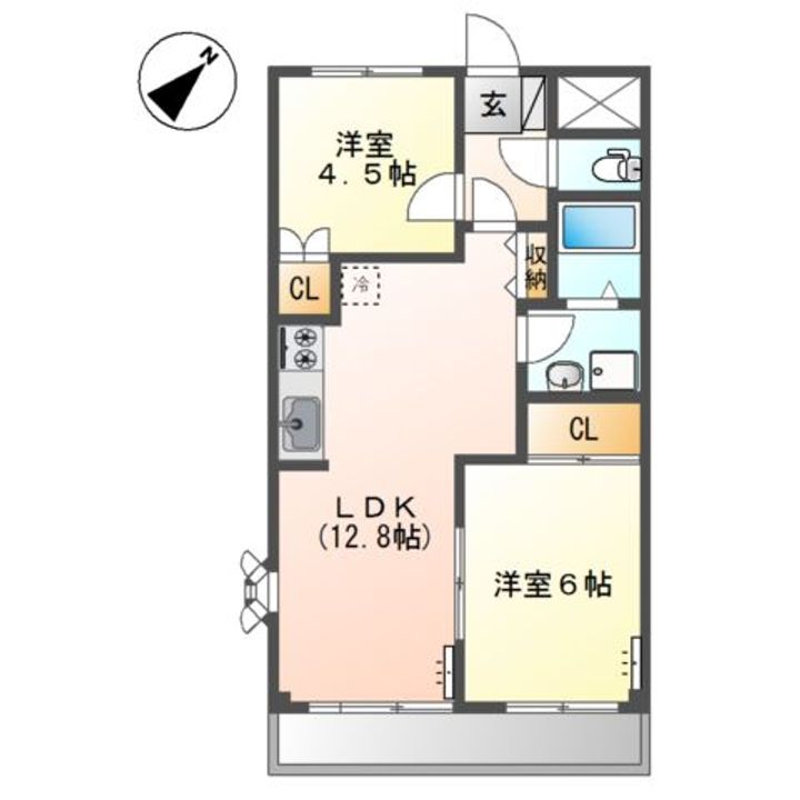 広島県福山市春日町7(アパート)の賃貸物件の間取り