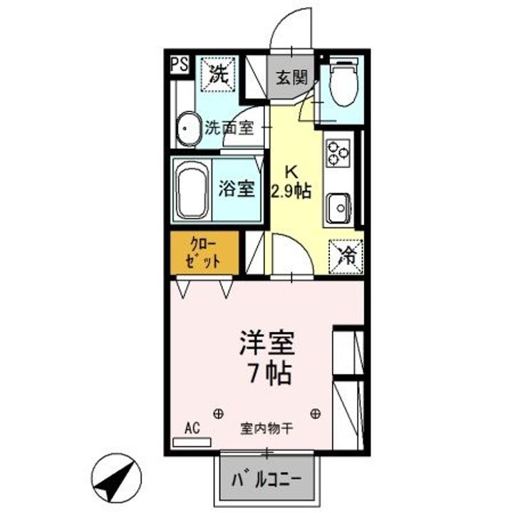 栃木県小山市城西1(アパート)の賃貸物件の間取り