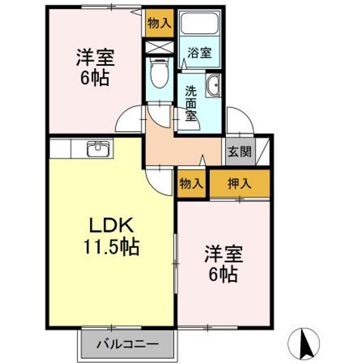 セジュール鷹清水 Bの間取り