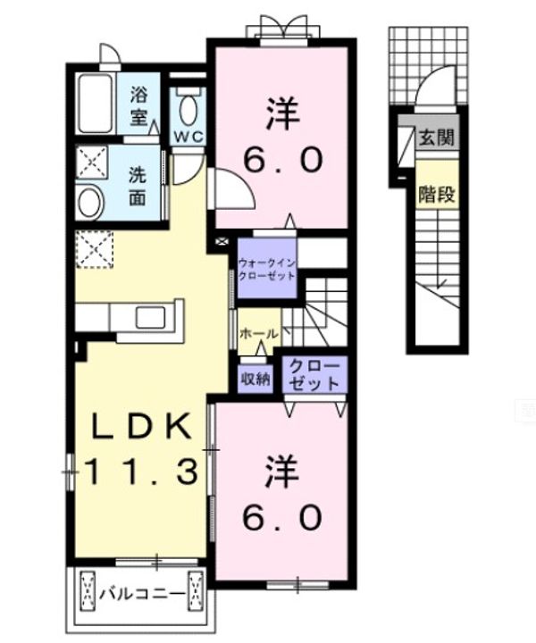 徳島県徳島市論田町元開(アパート)の賃貸物件の間取り