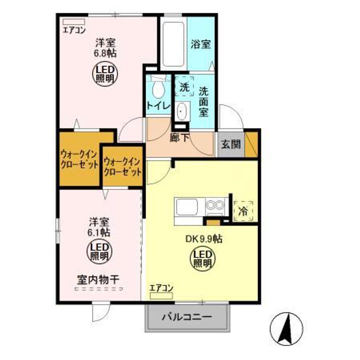 茨城県ひたちなか市大字田彦(アパート)の賃貸物件の間取り