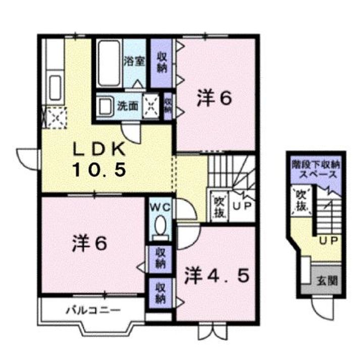 広島県福山市引野町東(アパート)の賃貸物件の間取り